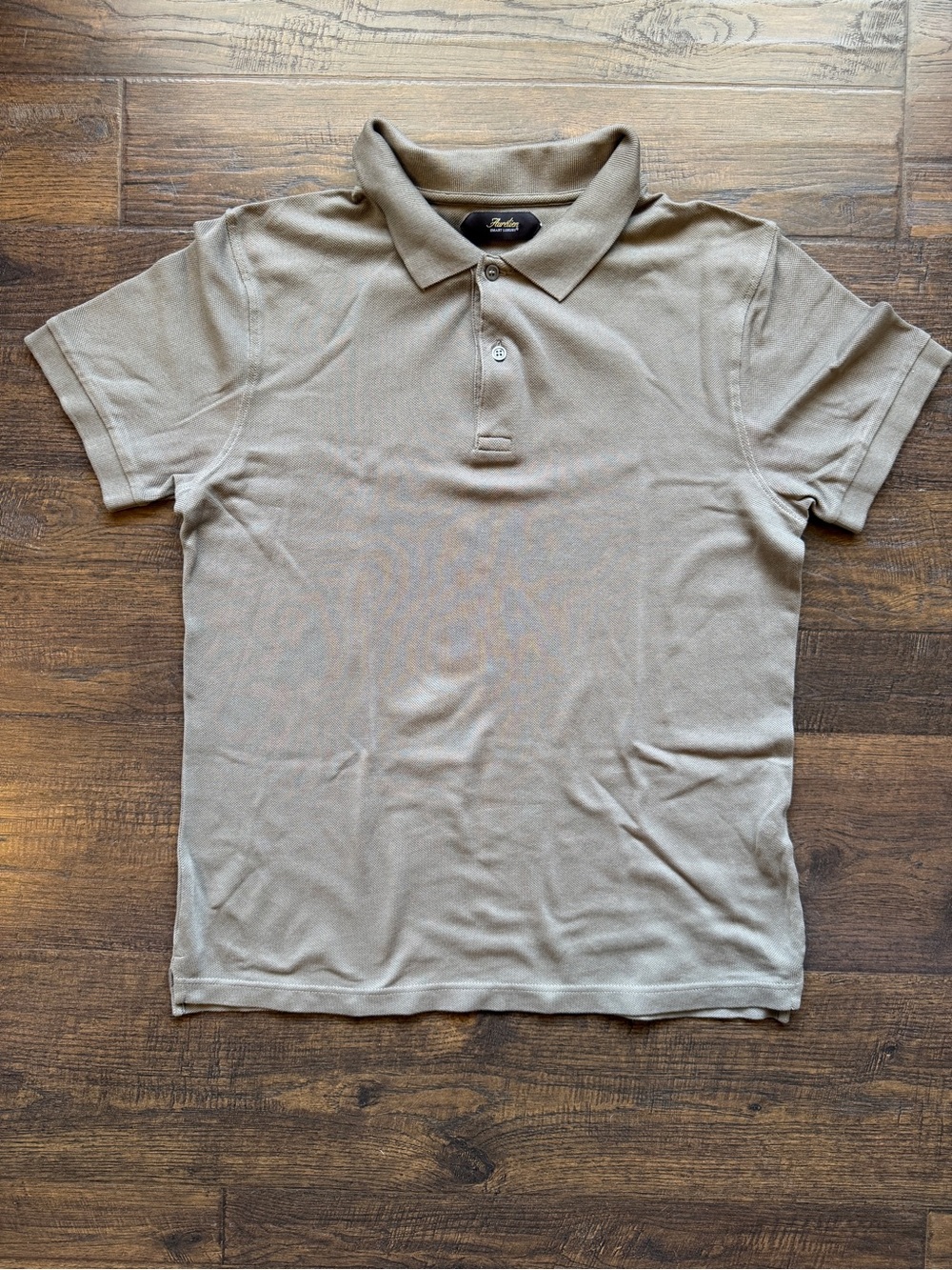 Aurelien Men's M Medium Taupe Cotton Pique Smart Luxury Polo (MSRP $105)